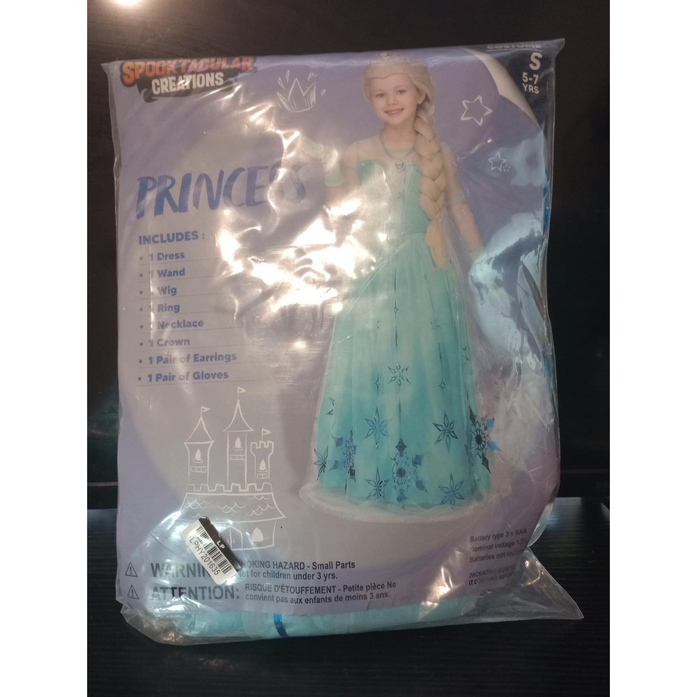 Spooktacular Creations Ice Princess Costume Girls S 5-7 Blue Dress Wig Set